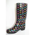 Wholesale Women natural rubber rain boots women gumboots Custom Print Wellington